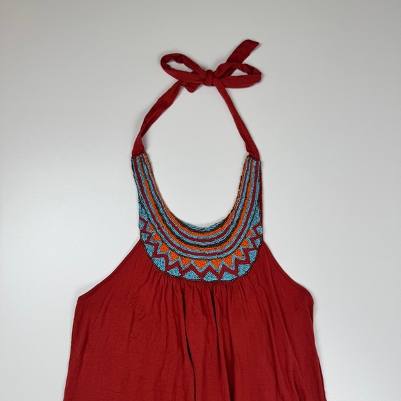 Vintage Y2K Twenty One Beaded Halter Top Micro Mini Dress Size Small Boho Fairy - Picture 6 of 11